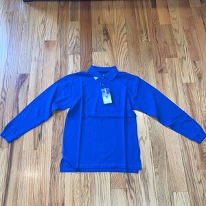 NEW Men's 100% Cotton Long Sleeve Polo Shirt BLUE  XS  XSMALL